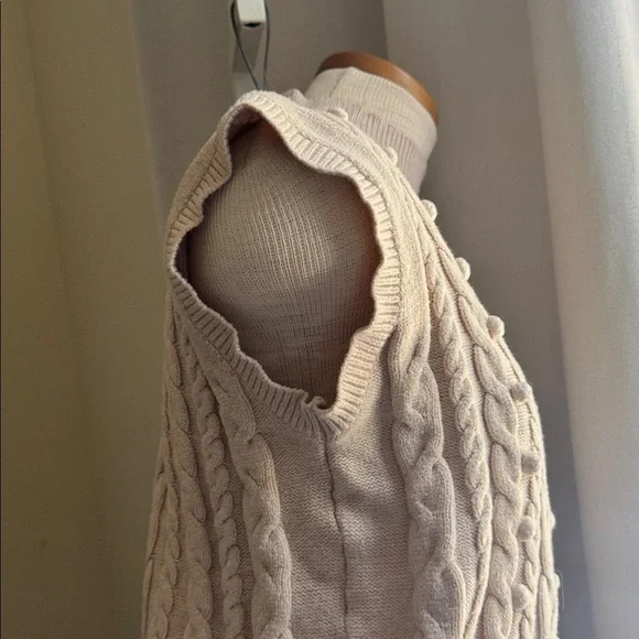 Women's Cable Knit Sweater- Cream - Picture 3 of 6